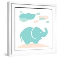 Elephant Fun Cream-Milli Villa-Framed Art Print