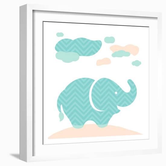 Elephant Fun Cream-Milli Villa-Framed Art Print