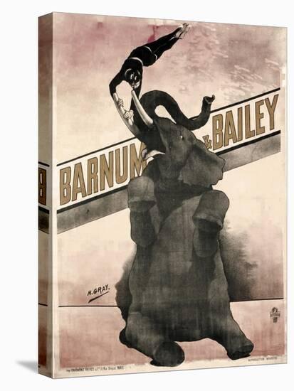 Elephant Gray Barnum and Bailey-null-Stretched Canvas