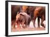 Elephant Herd on the Run in Etosha Desert-Johan Swanepoel-Framed Photographic Print