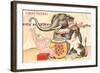 Elephant, Horse, Clown with Blocks-null-Framed Art Print