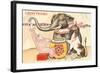 Elephant, Horse, Clown with Blocks-null-Framed Art Print