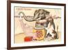 Elephant, Horse, Clown with Blocks-null-Framed Art Print