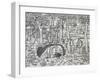 Elephant Hunting on Island of Java, Engraving from Universal Cosmology-Andre Thevet-Framed Giclee Print