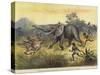 Elephant Hunting with Swords by Hamran Arabs-null-Stretched Canvas