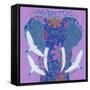 Elephant I (Majestic) with Cattle Egrets-Denny Driver-Framed Stretched Canvas