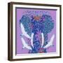 Elephant I (Majestic) with Cattle Egrets-Denny Driver-Framed Giclee Print