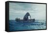 Elephant in a boat at sea.-Orlando Rosu-Framed Stretched Canvas