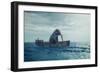 Elephant in a boat at sea.-Orlando Rosu-Framed Art Print