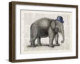 Elephant In A Bowler-Christopher James-Framed Art Print