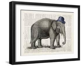 Elephant In A Bowler-Christopher James-Framed Art Print