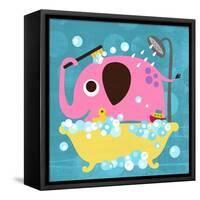 Elephant in Bathtub-Nancy Lee-Framed Stretched Canvas