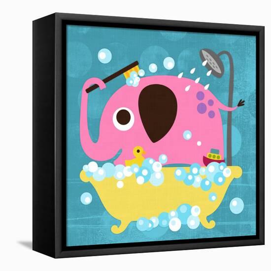 Elephant in Bathtub-Nancy Lee-Framed Stretched Canvas