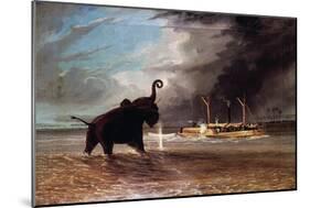 Elephant in Shallow Waters of Shire River, 1859-Thomas Baines-Mounted Giclee Print