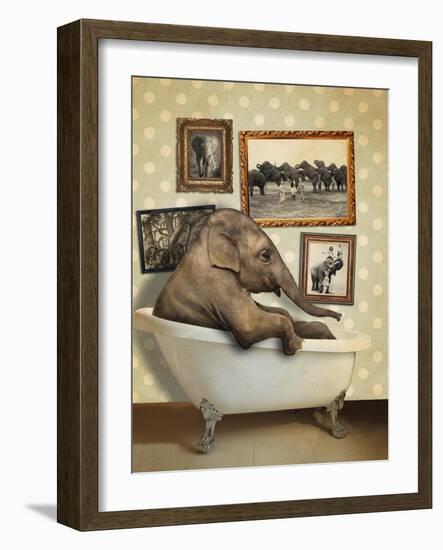Elephant in Tub-J Hovenstine Studios-Framed Giclee Print