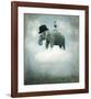 Elephant on Cloud with Hat-null-Framed Art Print