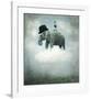 Elephant on Cloud with Hat-null-Framed Art Print