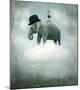 Elephant on Cloud with Hat-null-Mounted Art Print