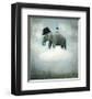 Elephant on Cloud with Hat-null-Framed Art Print