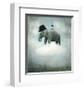 Elephant on Cloud with Hat-null-Framed Art Print