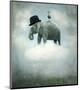 Elephant on Cloud with Hat-null-Mounted Art Print