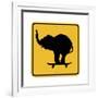 Elephant on Skateboard Crossing Sign-J Hovenstine Studios-Framed Giclee Print