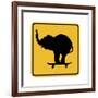 Elephant on Skateboard Crossing Sign-J Hovenstine Studios-Framed Giclee Print