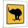 Elephant on Skateboard Crossing Sign-J Hovenstine Studios-Mounted Giclee Print