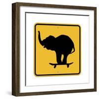 Elephant on Skateboard Crossing Sign-J Hovenstine Studios-Framed Giclee Print