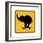 Elephant on Skateboard Crossing Sign-J Hovenstine Studios-Framed Giclee Print