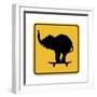 Elephant on Skateboard Crossing Sign-J Hovenstine Studios-Framed Giclee Print