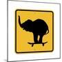 Elephant on Skateboard Crossing Sign-J Hovenstine Studios-Mounted Giclee Print