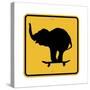 Elephant on Skateboard Crossing Sign-J Hovenstine Studios-Stretched Canvas