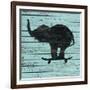 Elephant on Skateboard on Old Board-J Hovenstine Studios-Framed Giclee Print