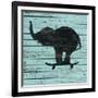 Elephant on Skateboard on Old Board-J Hovenstine Studios-Framed Giclee Print