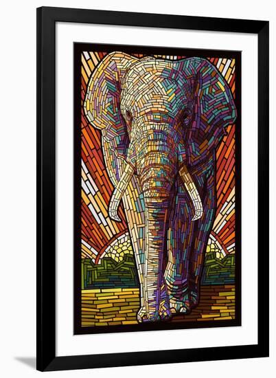 Elephant - Paper Mosaic-Lantern Press-Framed Art Print