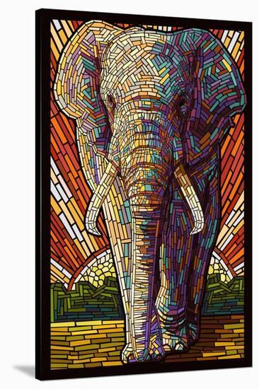 Elephant - Paper Mosaic-Lantern Press-Stretched Canvas