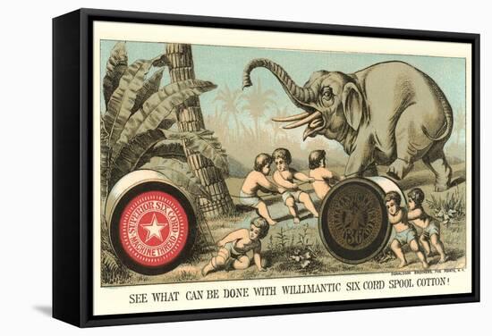 Elephant Pulling over Column-null-Framed Stretched Canvas