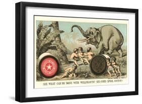 Elephant Pulling over Column-null-Framed Art Print