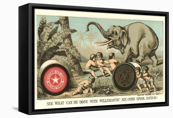 Elephant Pulling over Column-null-Framed Stretched Canvas