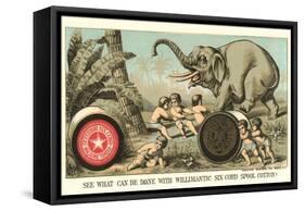 Elephant Pulling over Column-null-Framed Stretched Canvas