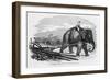 Elephant Pulling Plow-null-Framed Giclee Print