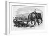 Elephant Pulling Plow-null-Framed Giclee Print