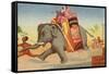 Elephant Running with Box of Washing Soap-null-Framed Stretched Canvas