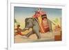 Elephant Running with Box of Washing Soap-null-Framed Giclee Print