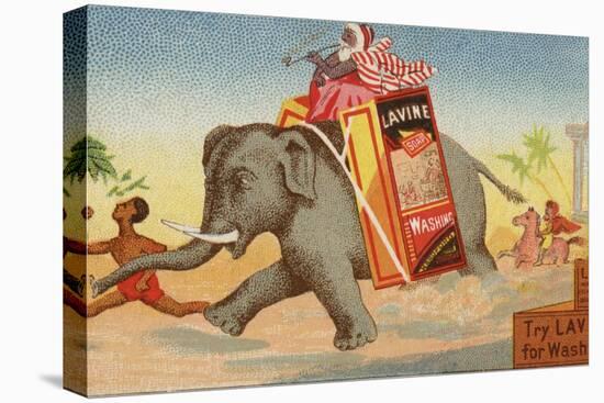Elephant Running with Box of Washing Soap-null-Stretched Canvas