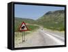 Elephant Sign Along Dirt Road, Namibia, Africa-Peter Groenendijk-Framed Stretched Canvas