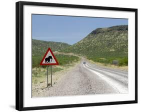 Elephant Sign Along Dirt Road, Namibia, Africa-Peter Groenendijk-Framed Photographic Print