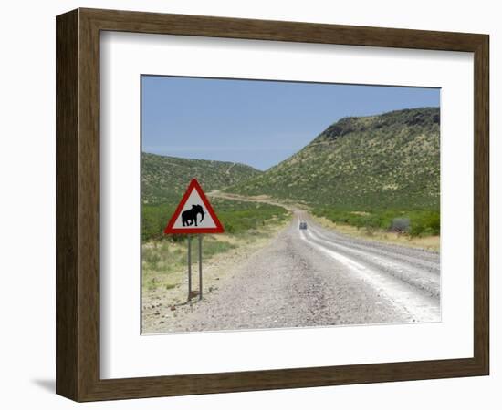 Elephant Sign Along Dirt Road, Namibia, Africa-Peter Groenendijk-Framed Photographic Print