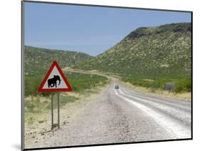 Elephant Sign Along Dirt Road, Namibia, Africa-Peter Groenendijk-Mounted Photographic Print
